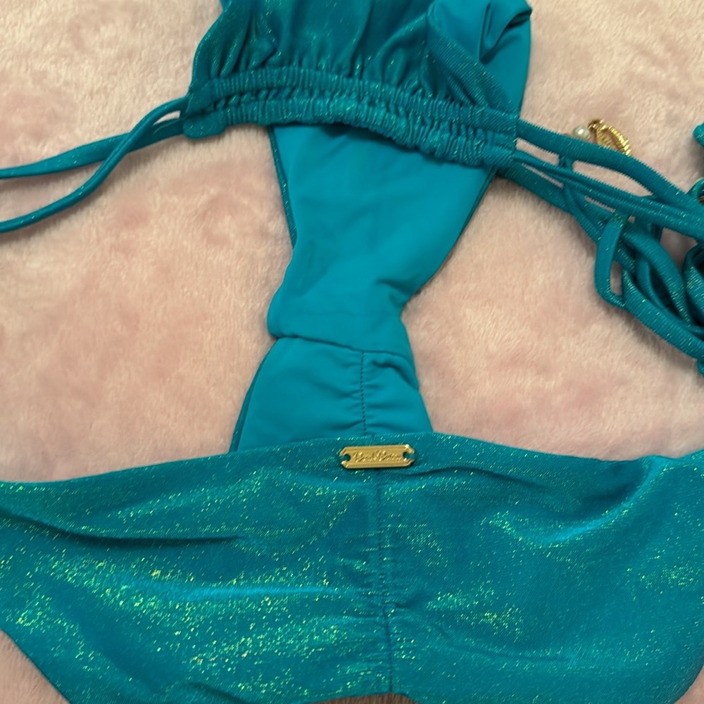 π BEACH BUNNY β’ WINDSLOW β’ TIE SIDE BOTTOM β’ Gold hardware & Shell π detail - Picture 7 of 8